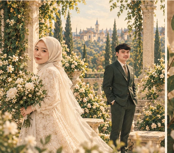 Puteri dan Ilham dalam satu taman botani Mediterania
